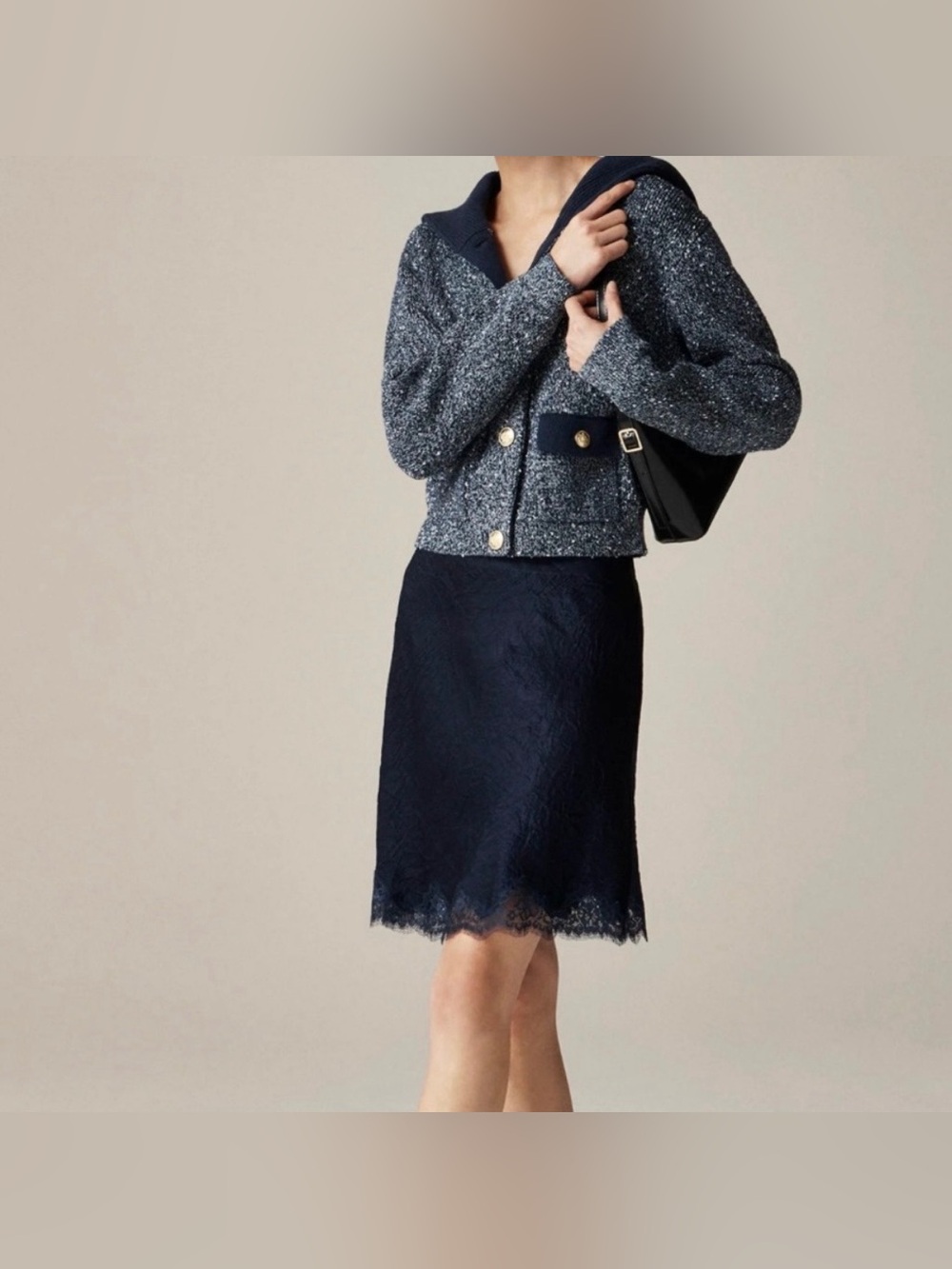 J. Crew Marled Sailor/Collar Cardigan Sz  XS